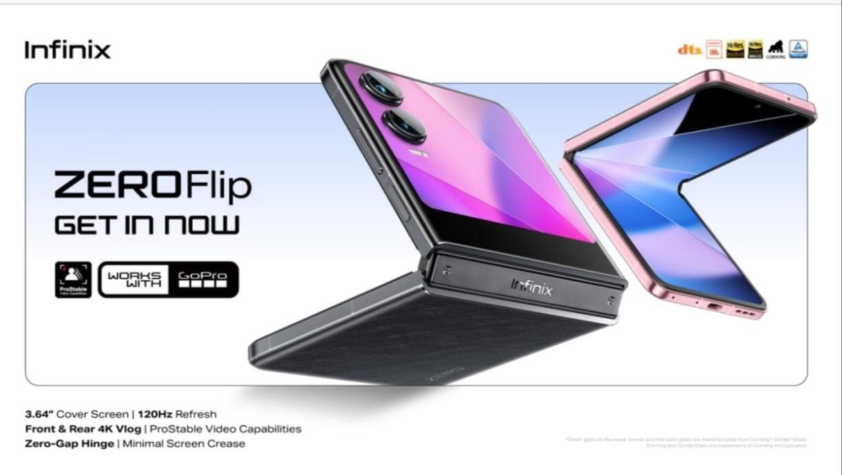 składany smartfon infinix zero flip render