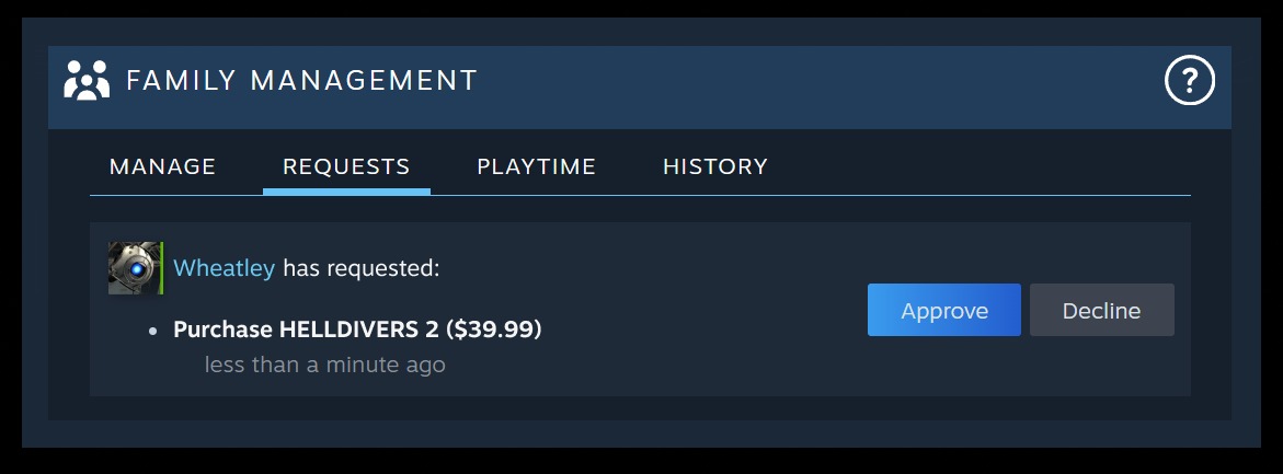 Prośba o zakup gry od członka Rodziny Steam