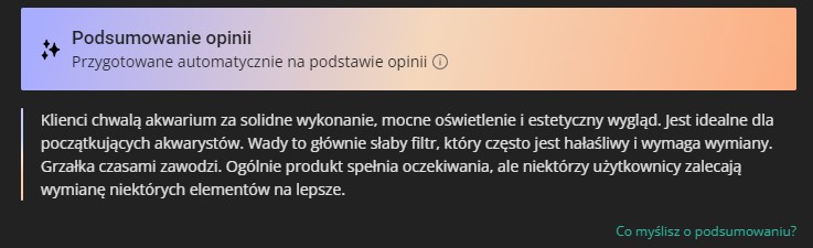 Allegro podsumowanie opinii AI