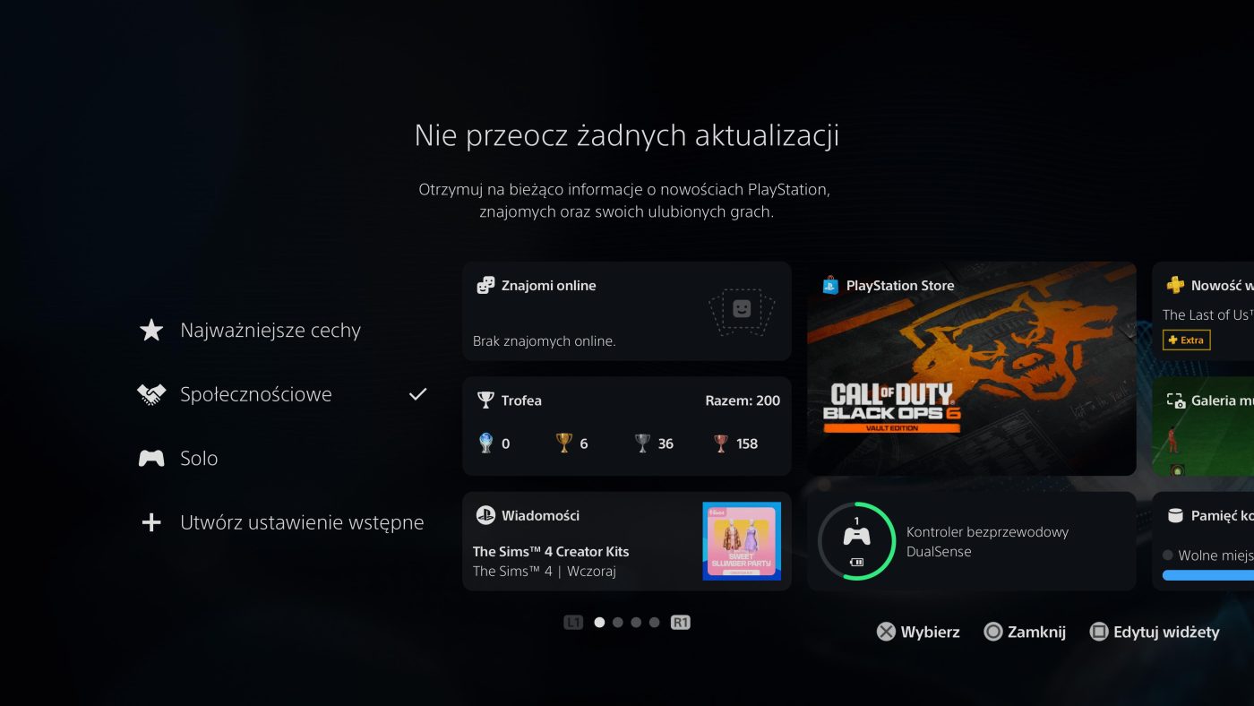 nowe menu ps5