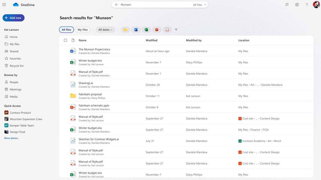 Microsoft OneDrive wyszukiwanie