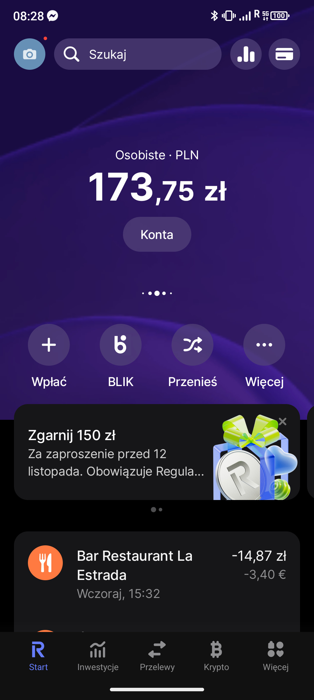 Revolut Blik screen