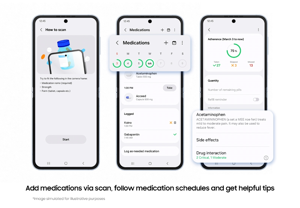 Skanowanie kodów kreskowych leków w Samsung Health
