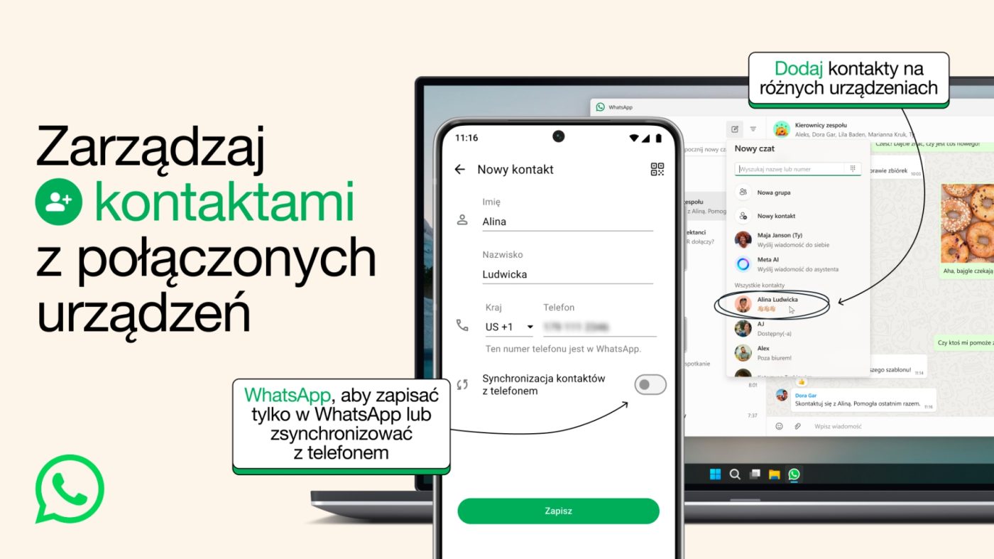 WhatsApp dodawanie kontaktów i zarządzanie nimi