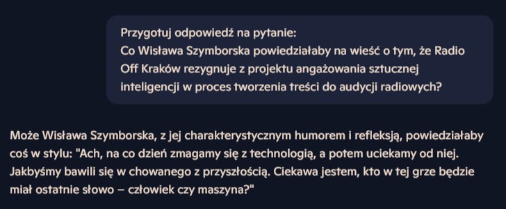 Radio AI - zdanie Wisławy Szymborskiej