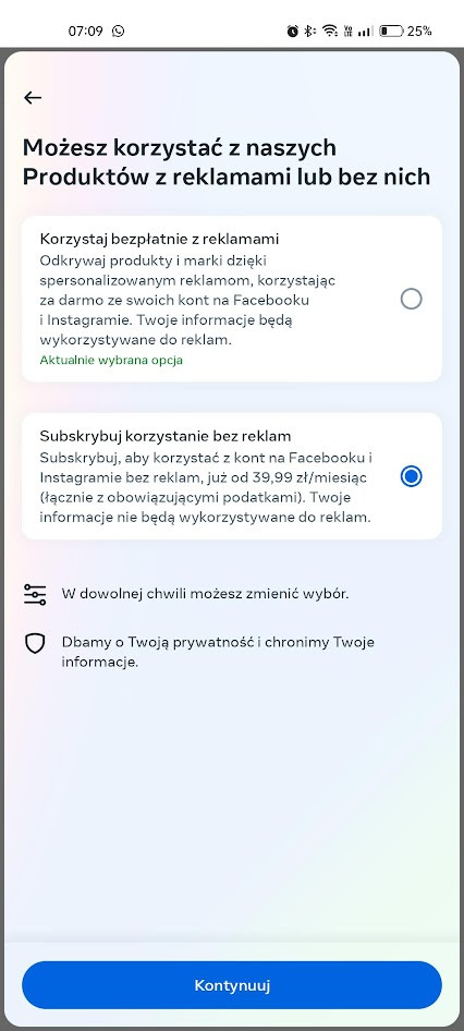Facebook bez reklam cena aplikacja