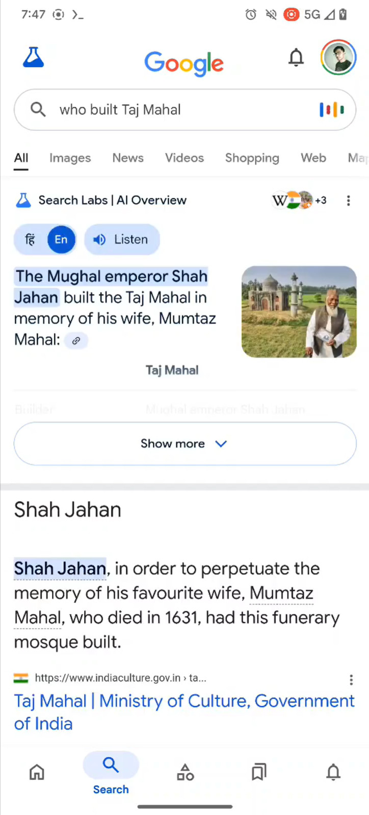 Google wyszukiwanie głosowe z AI screen