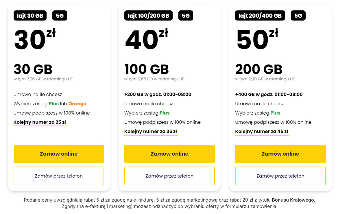 Internet 5G w Lajt Mobile oferta