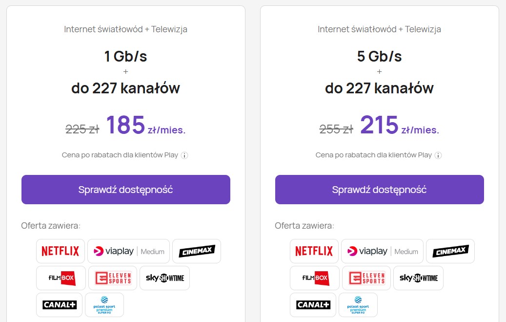 Światłowód i telewizja na 12 miesięcy za 0 zł w Play