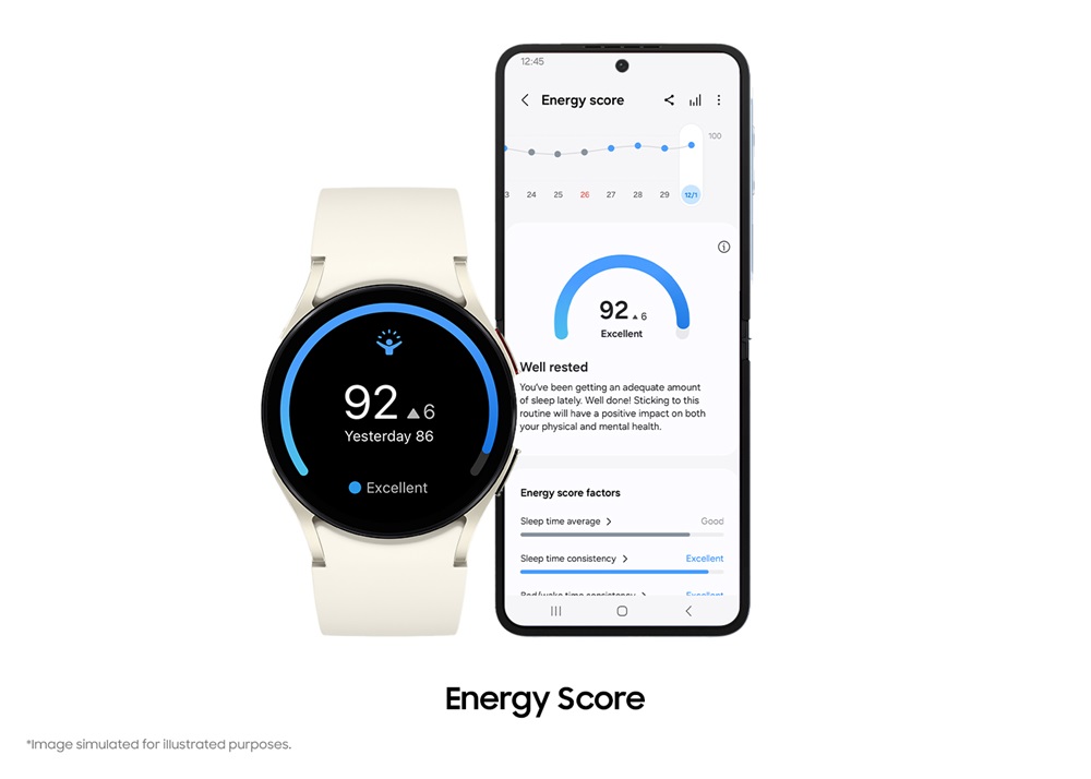 Funkcja Energy Score w starszych zegarkach Samsung Galaxy Watch