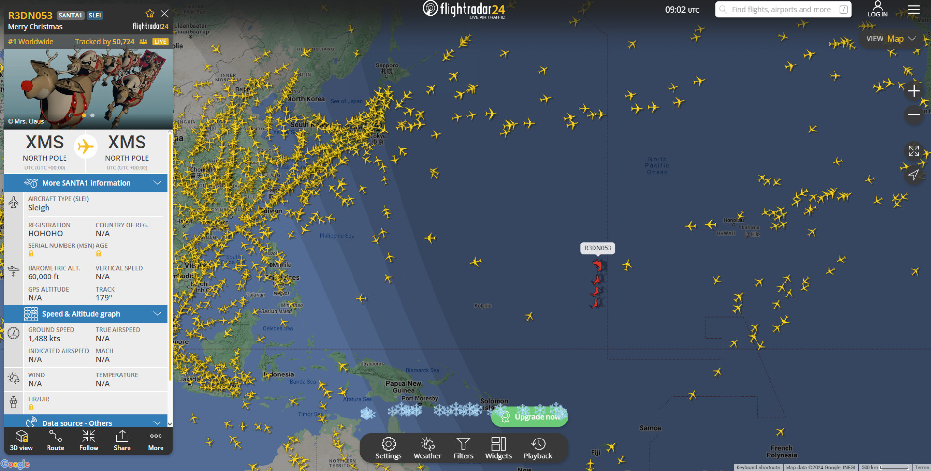 Flightradar Święty Mikołaj
