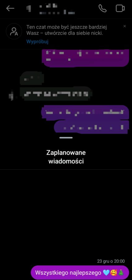Funkcja "Zaplanuj wiadomość" na Instagramie