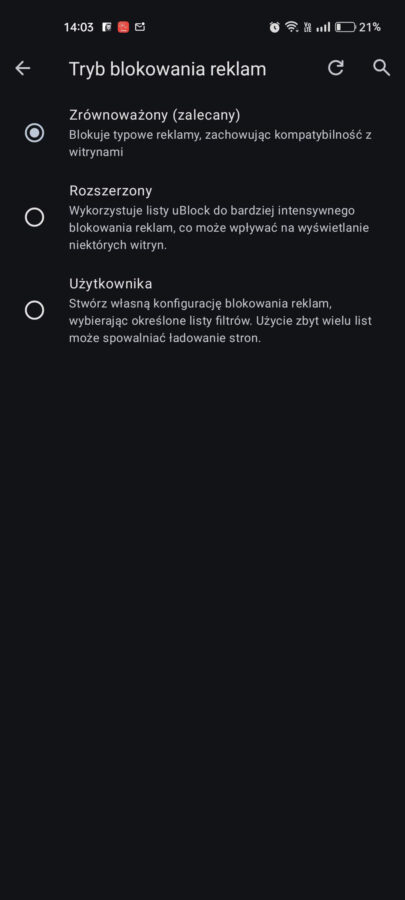 Opera Android bloker reklam