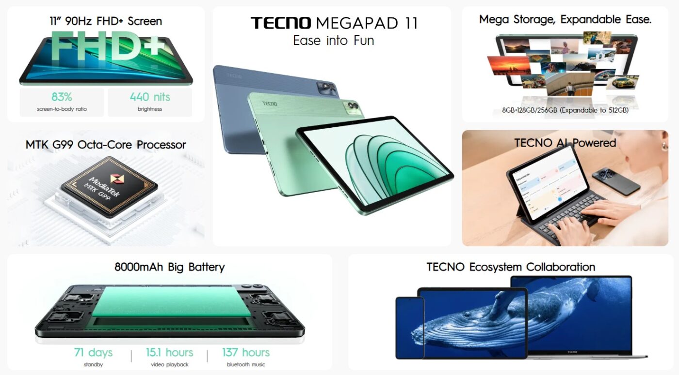 tablet tecno megapad 11