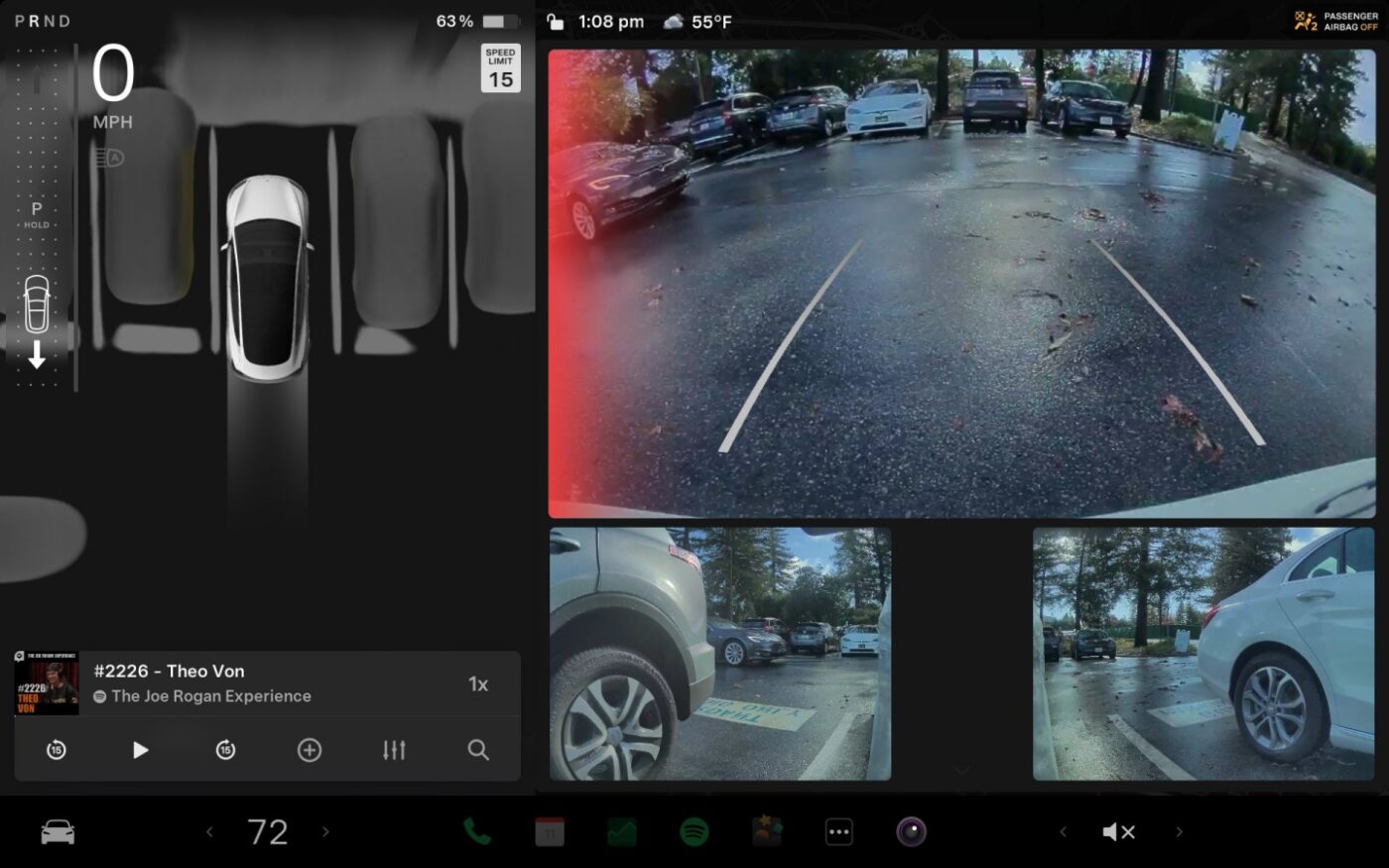 Tesla alert o ruchu poprzecznym