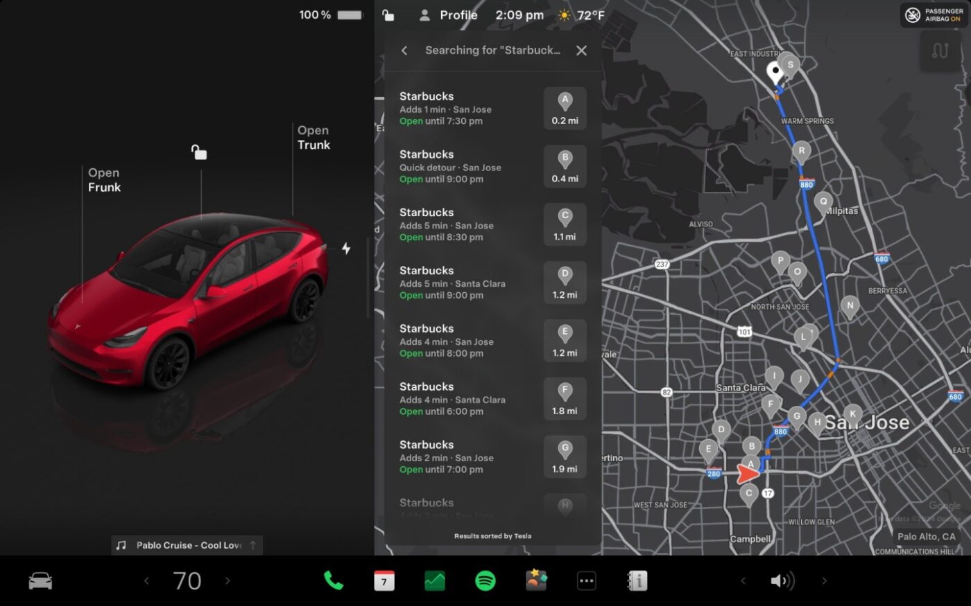 Tesla dodatkowe punkty nawigacja