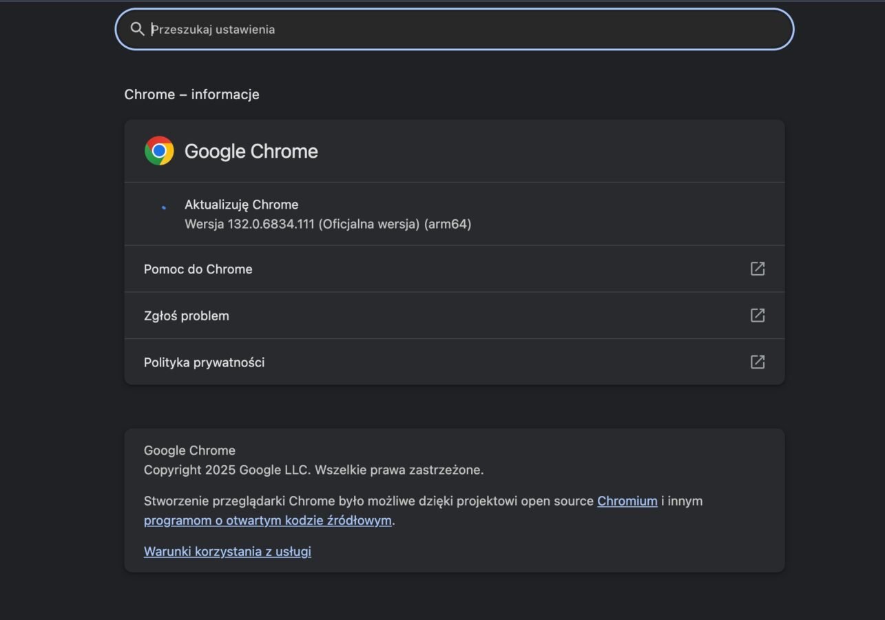 Google Chrome pobieranie aktualizacji