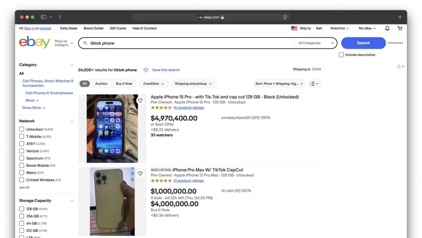 iPhone TikTok eBay