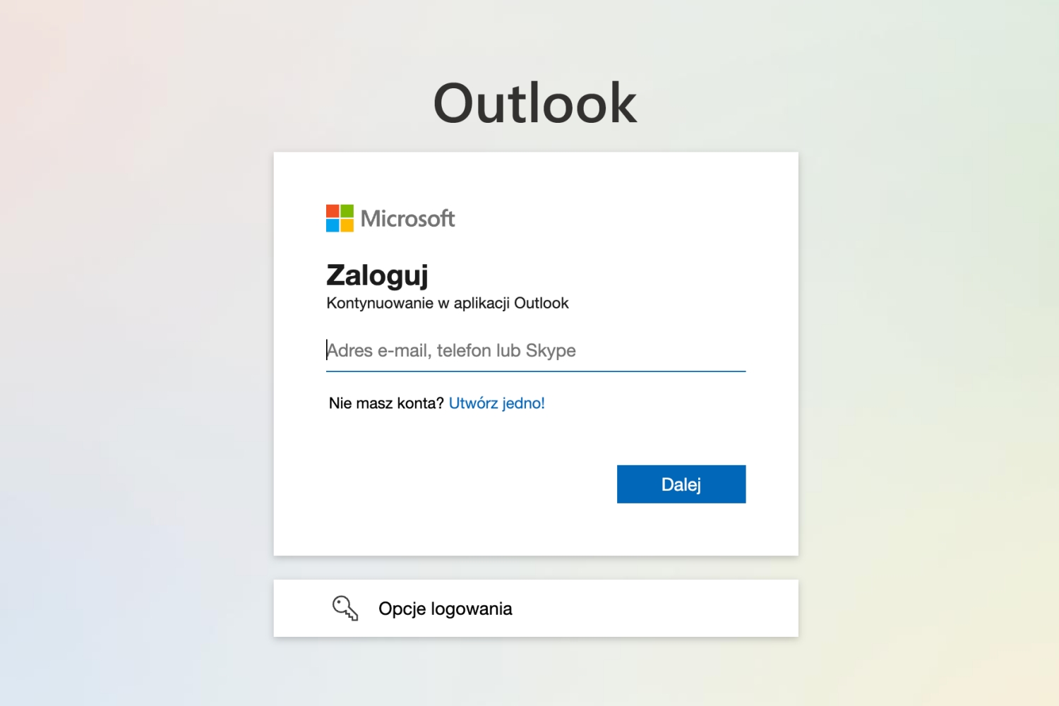 Microsoft ekran logowania