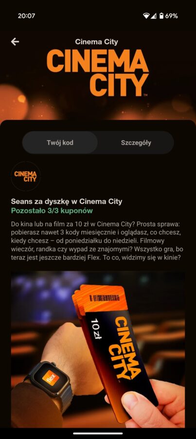Orange Flex Cinema City bilet 10 złotych