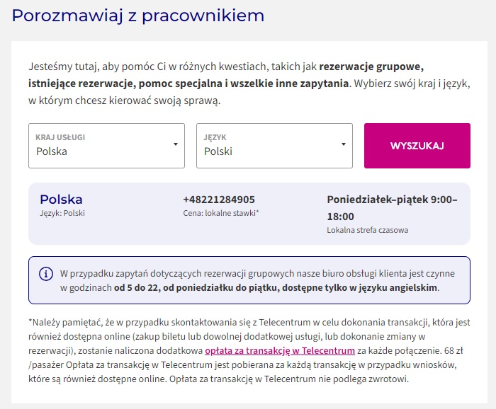 wizzair infolinia opłata cena stawka od 2025 roku numer