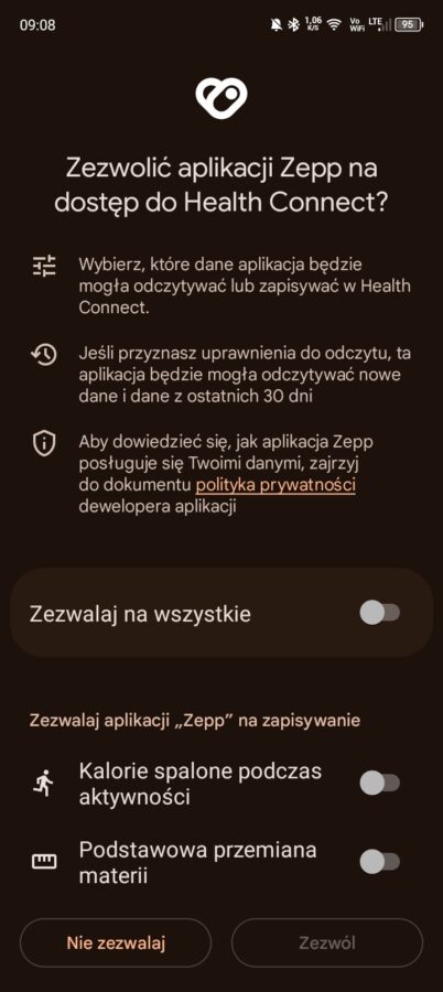 Jak zintegrować aplikację Zepp Health (Amazfit) z Google Health Connect?