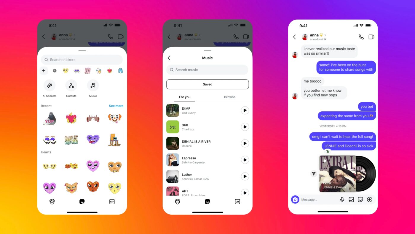 Instagram muzyka w DM