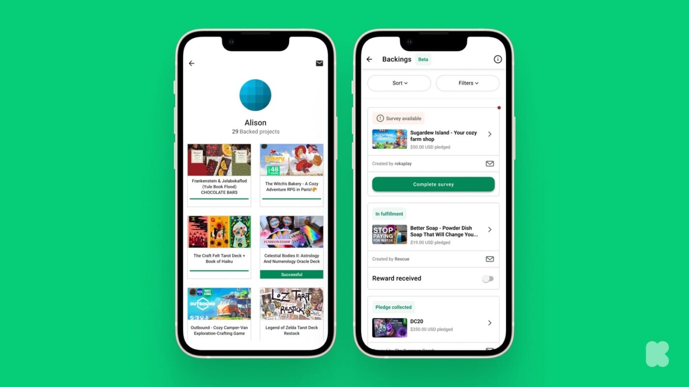 Kickstarter pulpit ze wszystkimi zbiórkami