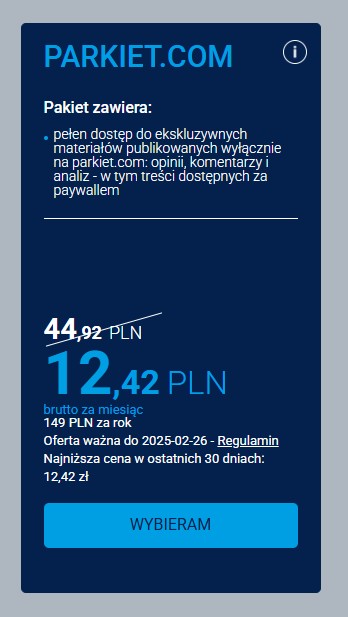 Cennik za Parkiet
