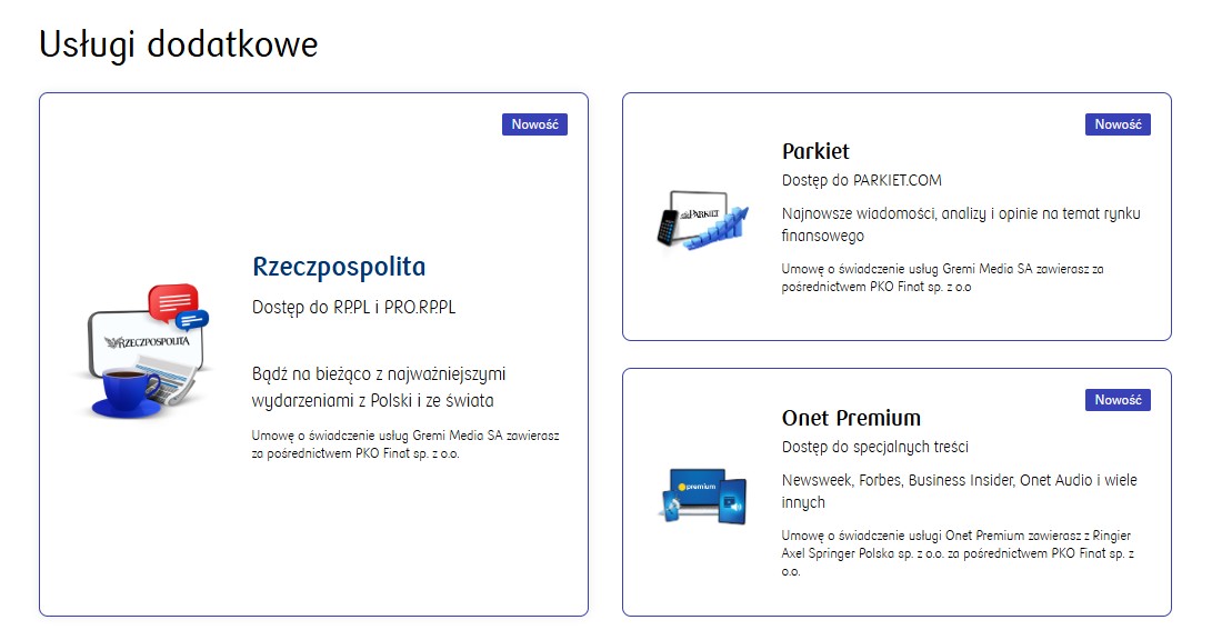 Nowe usługi dodatkowe w PKO BP