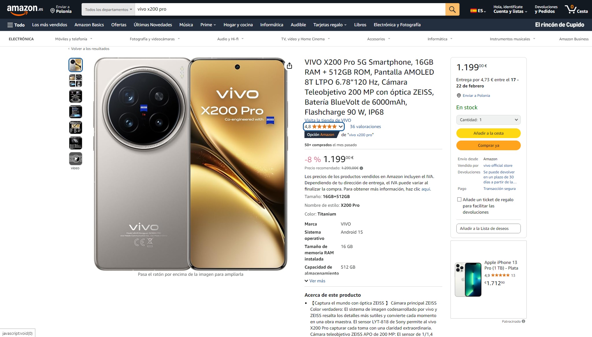 smartfon vivo x200 pro na amazon es
