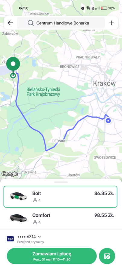 Bolt śledzenie lotów