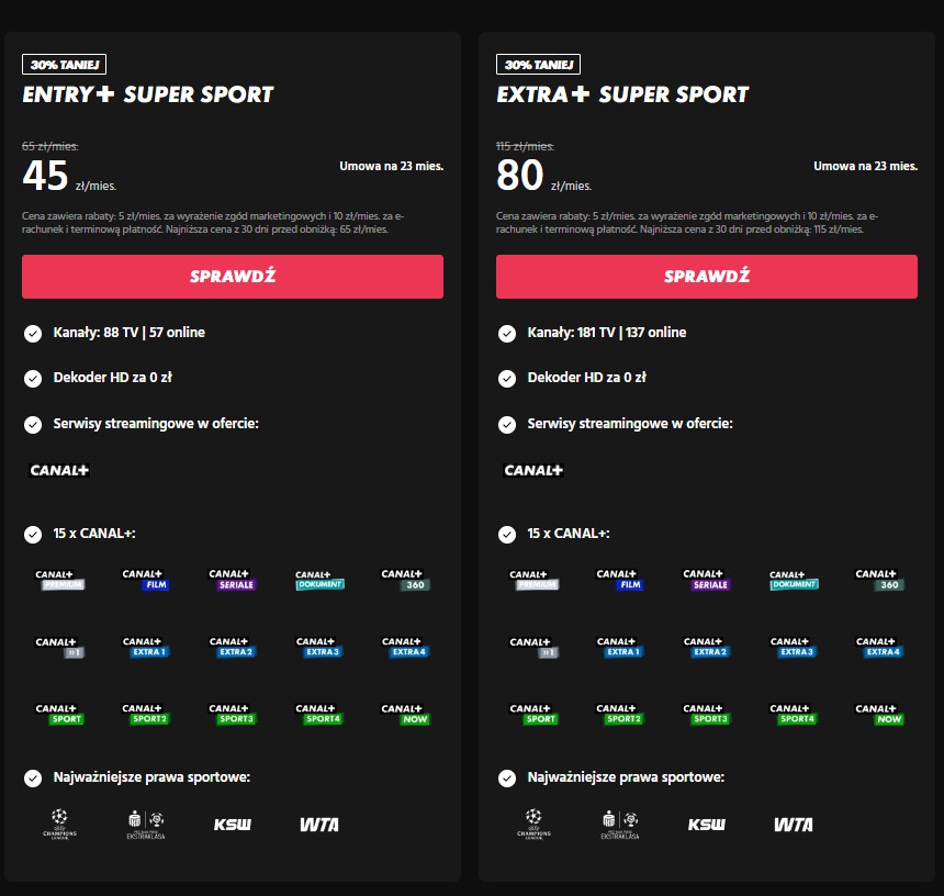 Promocja Canal+ na pakiet Entry+ z Super Sport