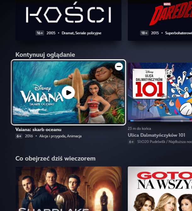 Disney+ opcja usuwania tytułów z sekcji "Kontynuuj oglądanie"