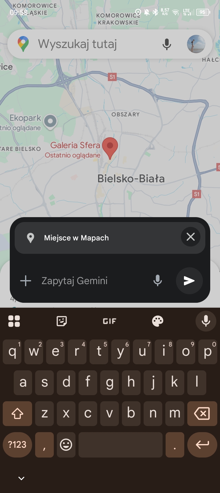 Funkcja Gemini "Zapytaj o miejsce" w aplikacji Mapy Google
