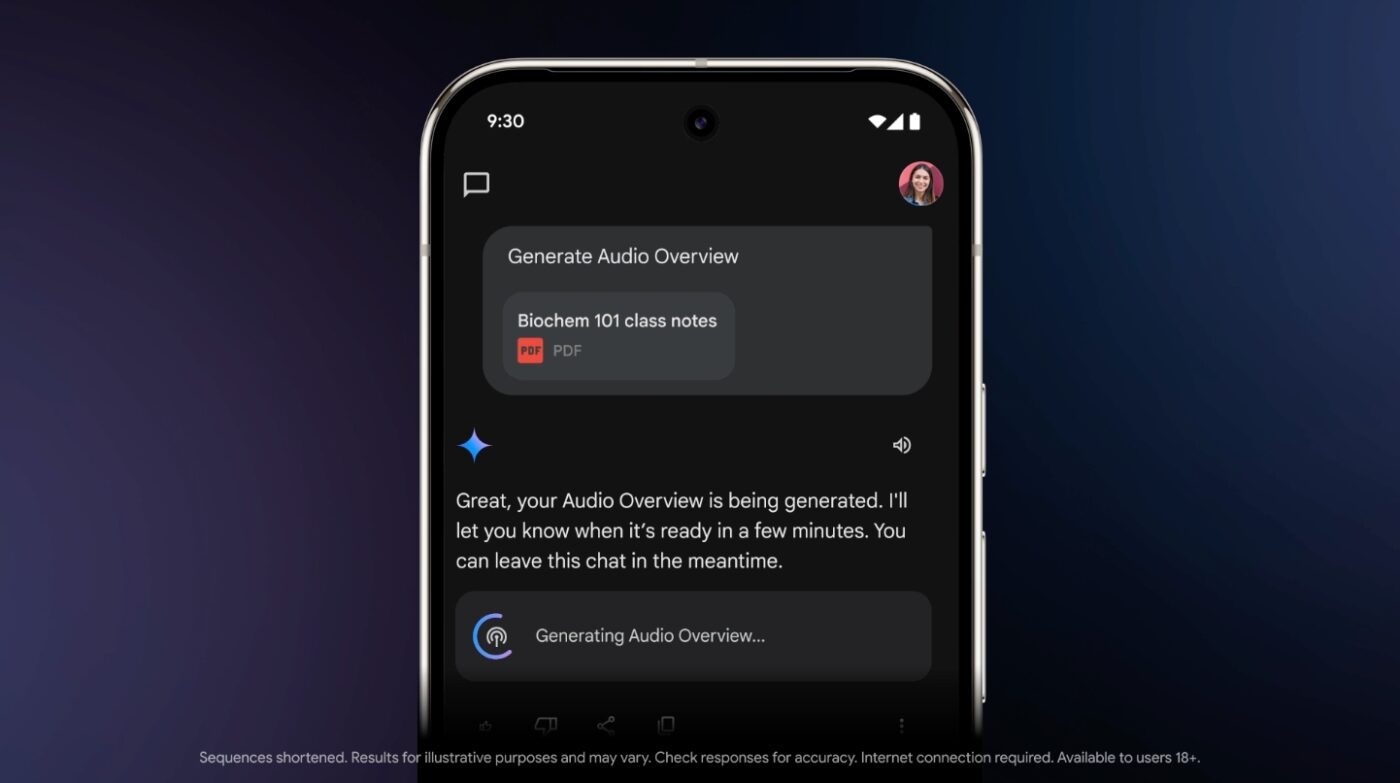 Google Gemini generowanie podsumowania audio