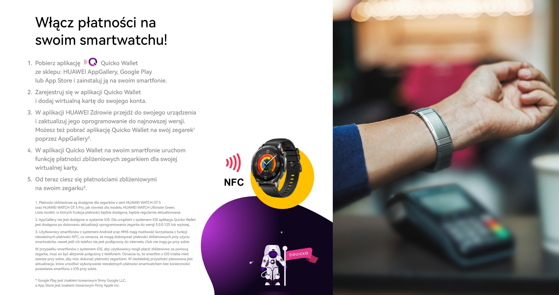 niezależne płatności zbliżeniowe na smartwatchach huawei