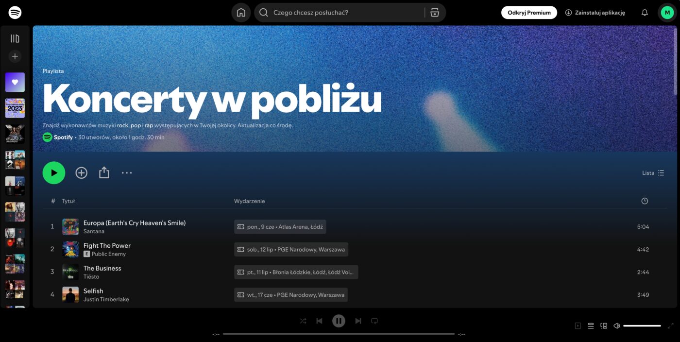 Spotify koncerty w pobliżu