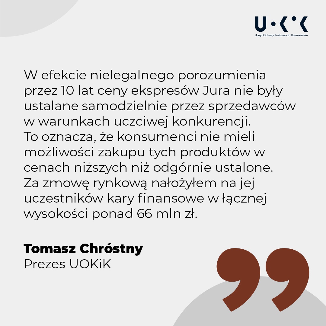 Decyzja UOKiK-u w sprawie ekspresów do kawy Jura