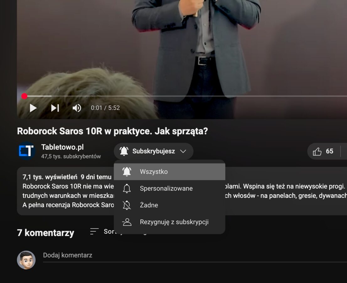 YouTube powiadomienia wszystko