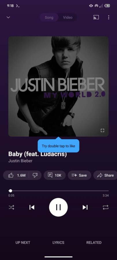 YouTube-Music-Double-tap-to-like