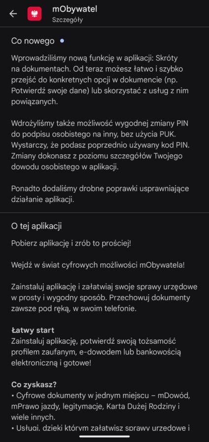 aplikacja mobywatel aktualizacja do wersji 4.56.0 fot. tabletowo.pl