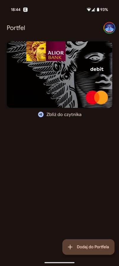 Aplikacja Portfel Google