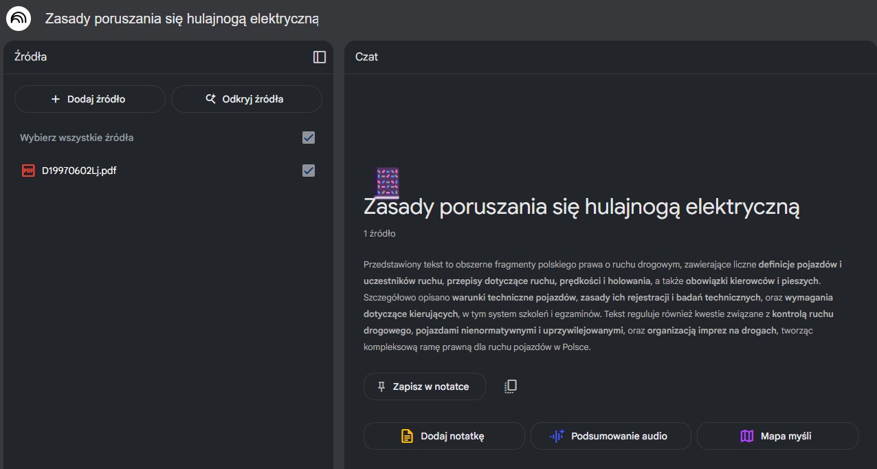 Gdzie znaleźć przycisk "Odkryj źródła" w NotebookLM?