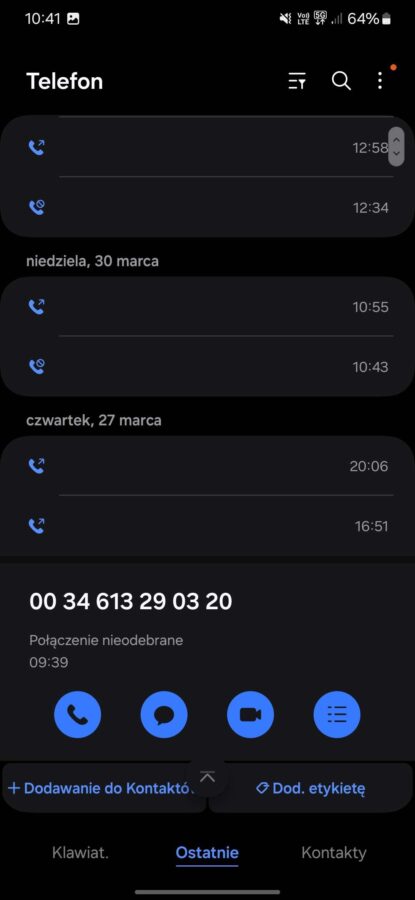 Połączenie od oszustów z hiszpańskiego numeru fot. tabletowo.pl