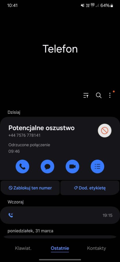 Połączenie od oszustów z angielskiego numeru fot. tabletowo.pl
