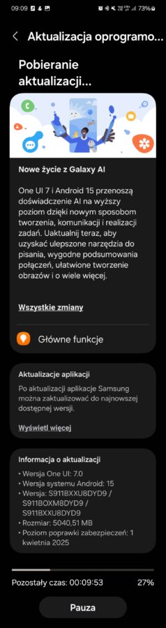 samsung galaxy s23 aktualizacja one ui 7 android 15