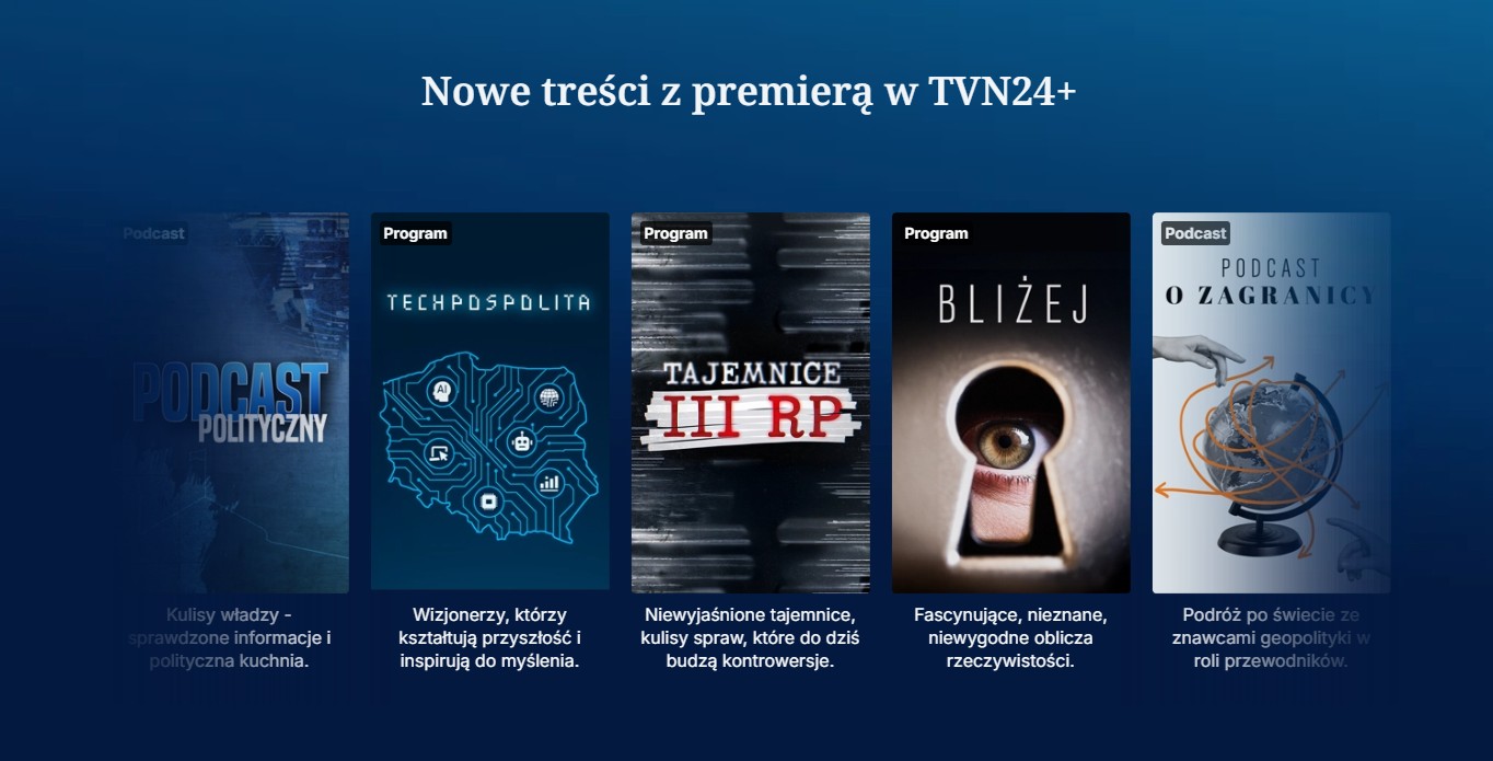 Nowe programy i podcasty, które pojawią się w serwisie TVN24 +