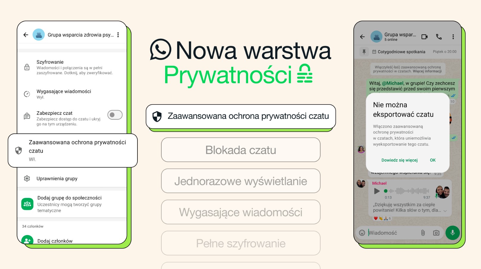 Zaawansowana ochrona prywatności czatu w WhatsApp