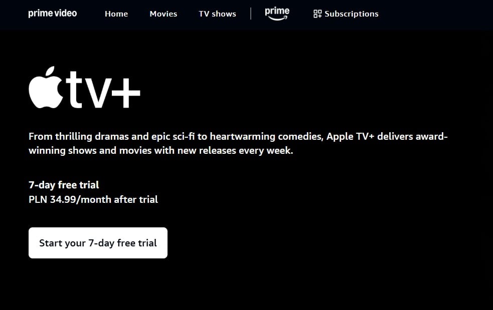 Subskrypcja Apple TV+ w Amazon Prime Video